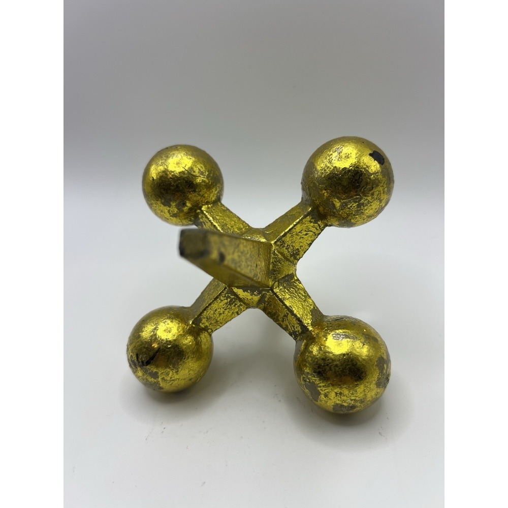 Cast Iron Jacks Sculpture Jack Bookend Paperweight Doorstop Vintage 5" READ